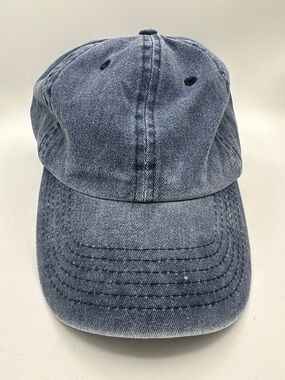 The Hat Depot blue cotton denim low profile adjustable hat